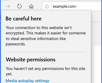 http not secure warning in edge